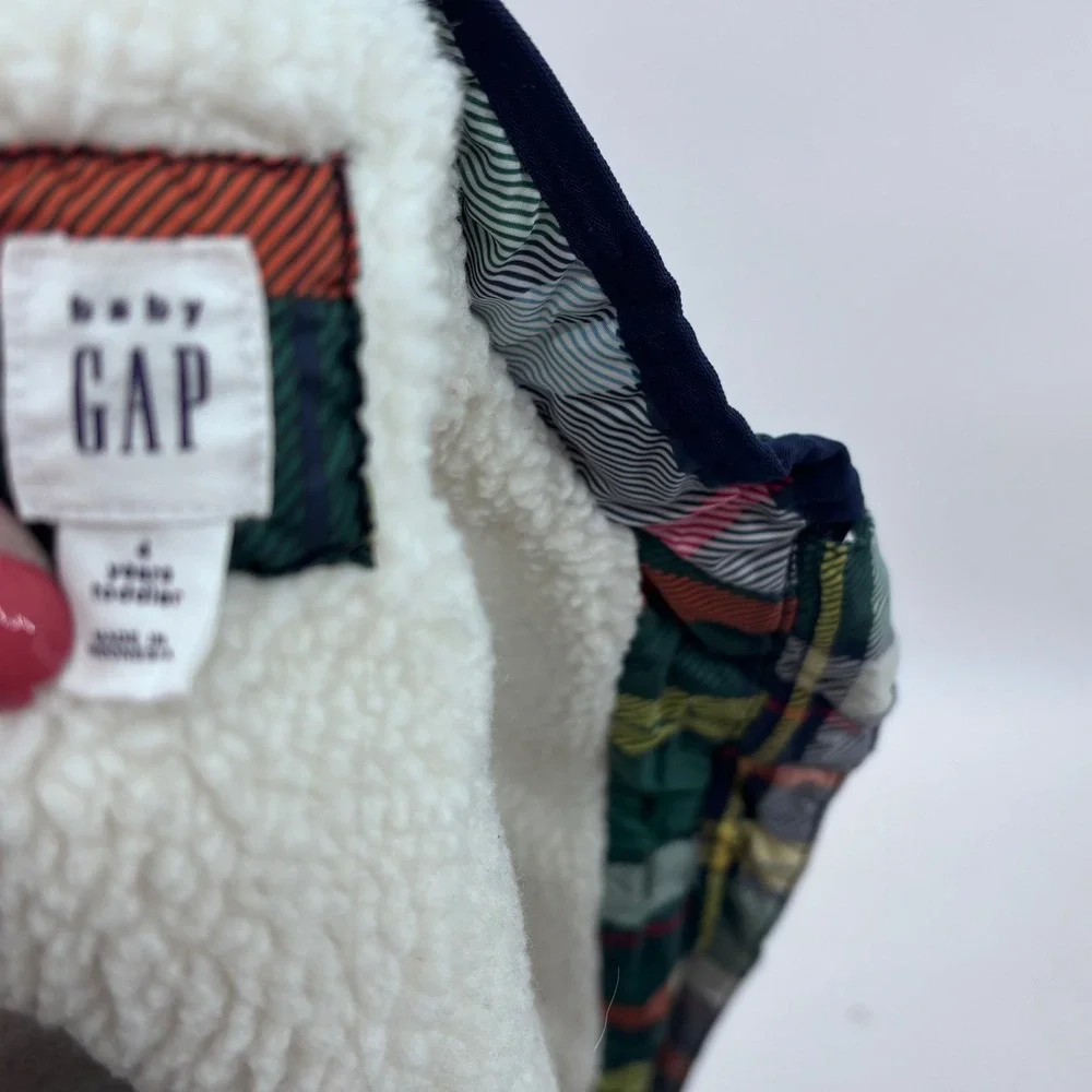 Baby GAP Plaid Quilted Vest Sherpa Lined Full Zip Warm Winter Layering‎